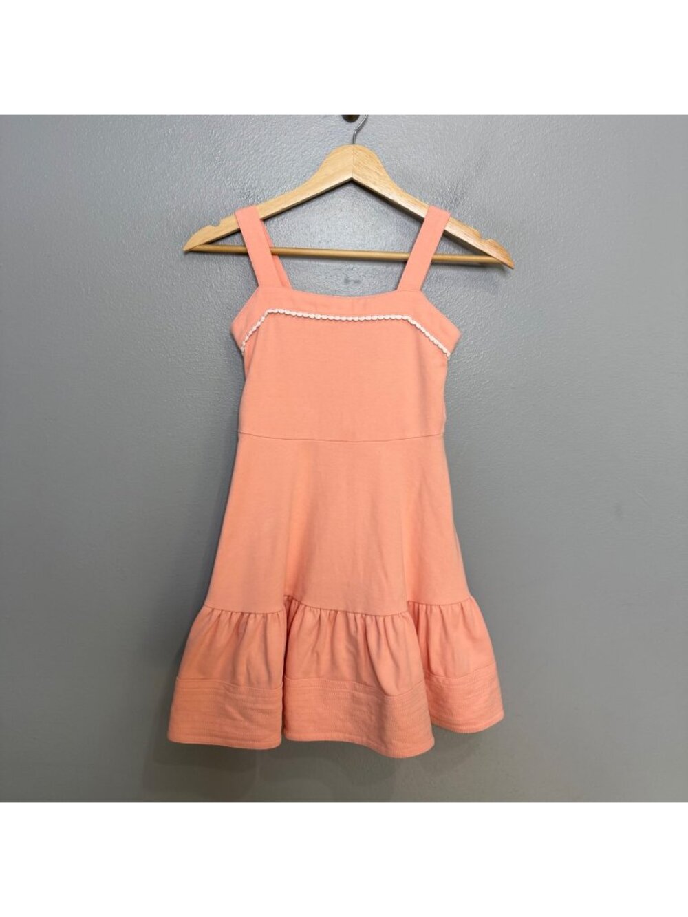 JANIE AND JACK pom trim ponte dress in pale apricot size 10
